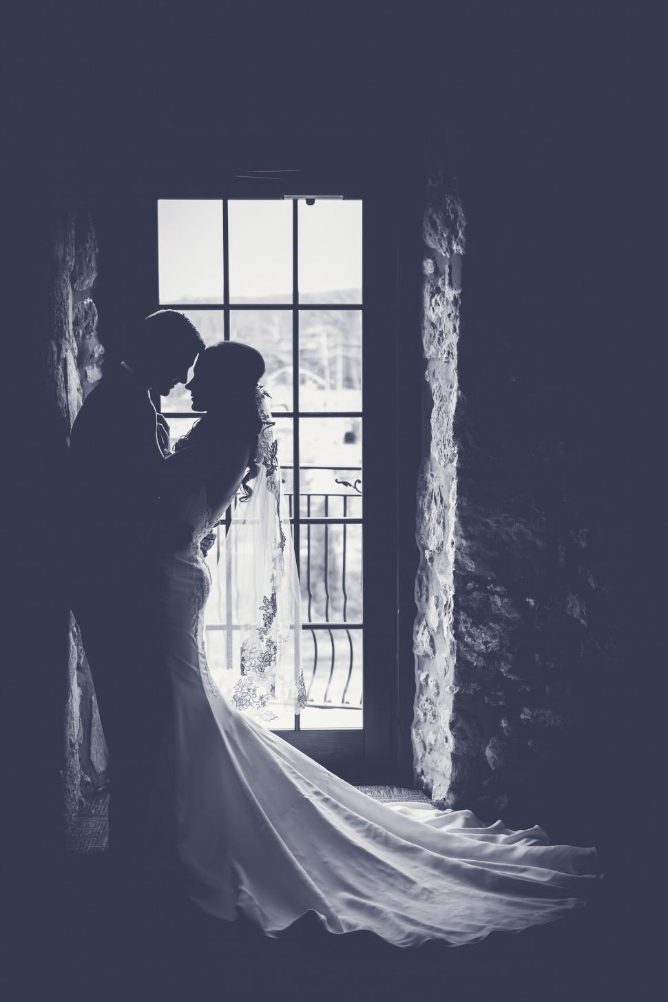 Free Image of Bride and Groom with head to head  