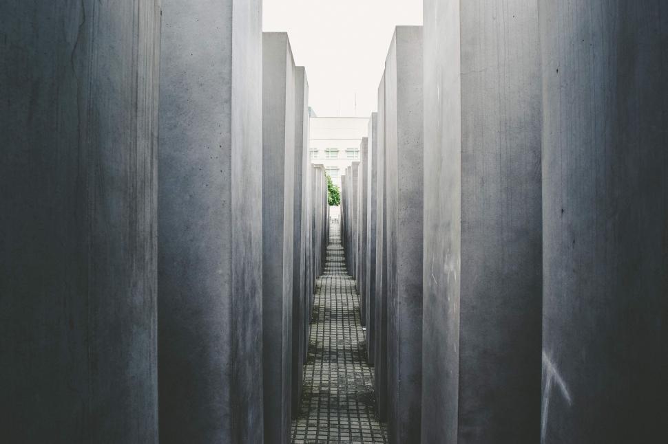 Free Image of Aisle with concrete pillars  