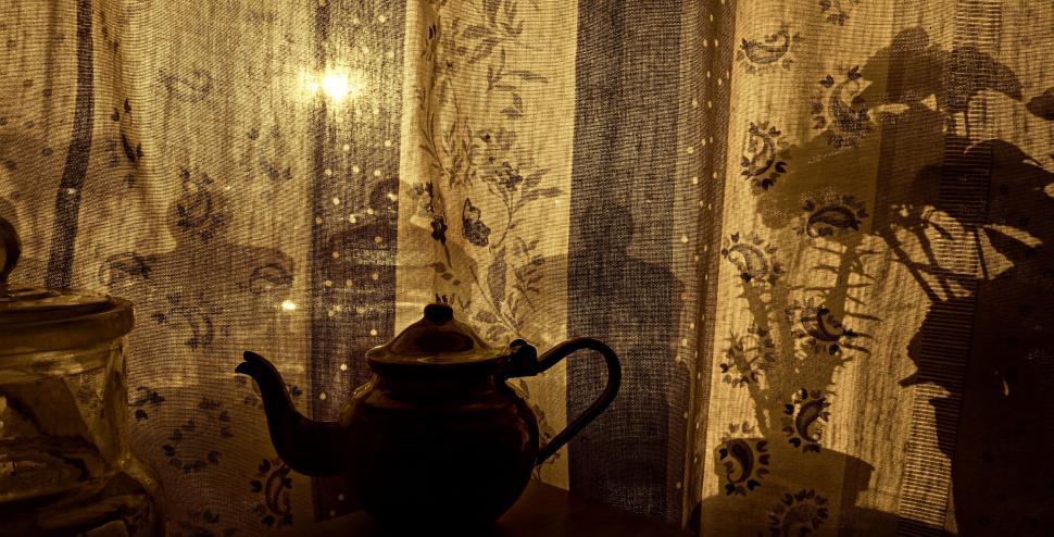 Free Image of Teapot and Curtain  