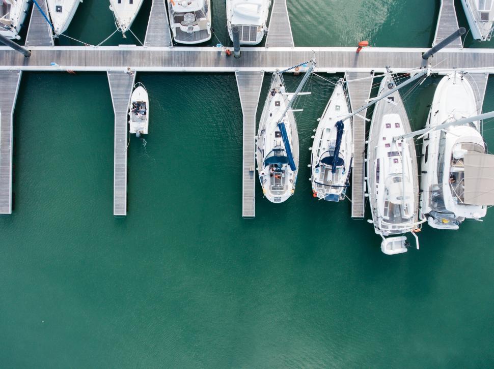 Free Image of Boats anchored at port  