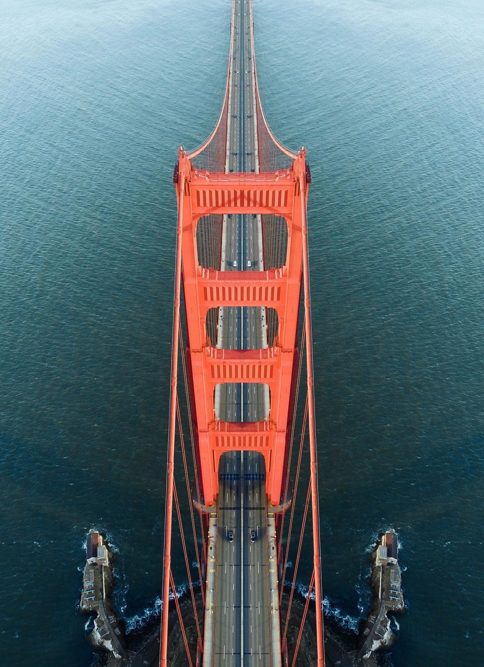 Free Image of Golden Gate Bridge from above 