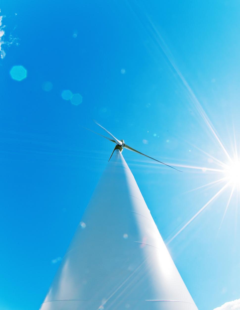 Free Image of Wind turbine and blue sky  