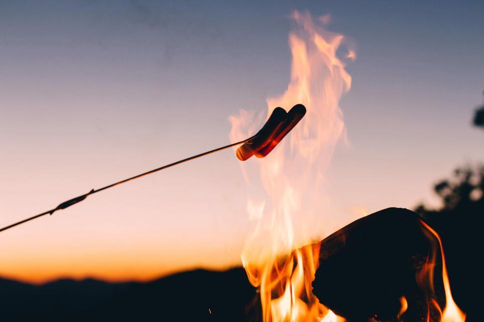 Free Image of Sausages and Bonfire 