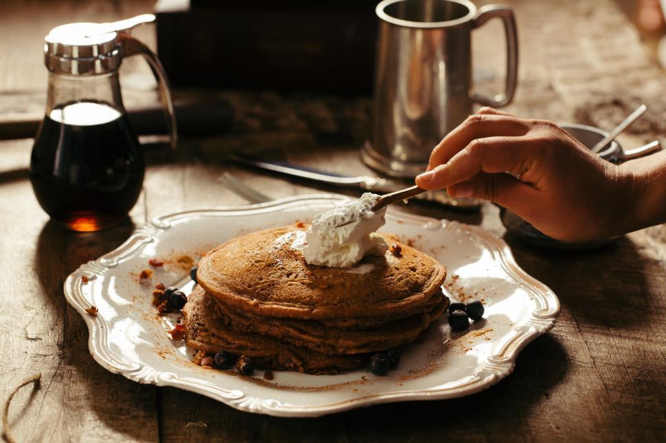 Free Image of Pancakes and Coffee  