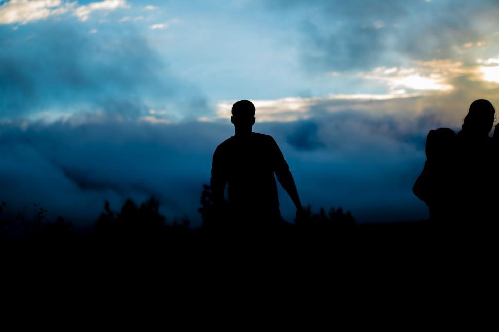Free Image of Silhouette of man in blue fog  