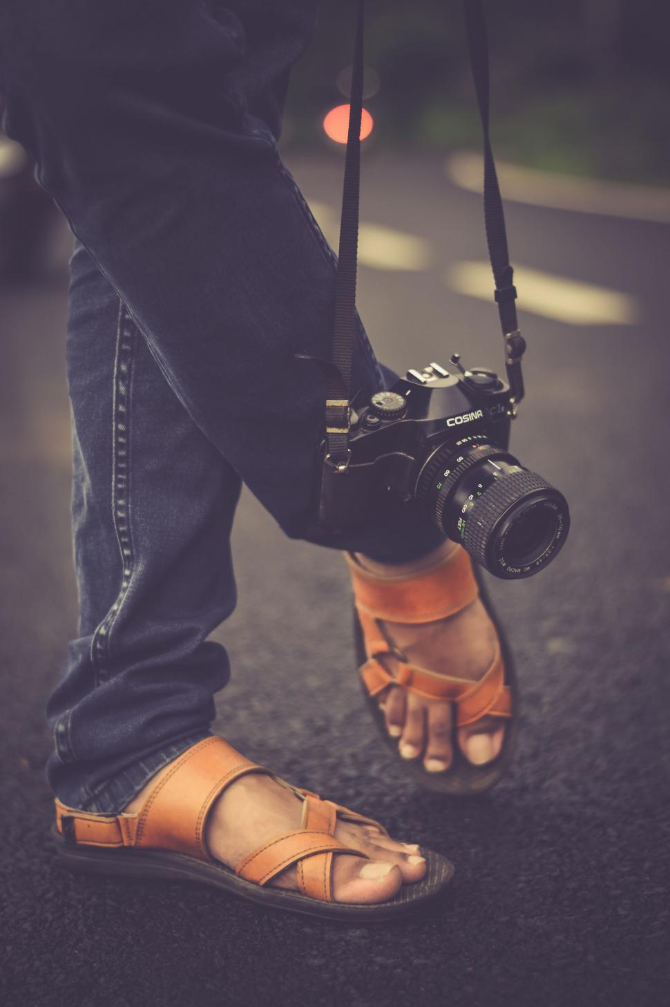 Free Image of Camera and Feet  