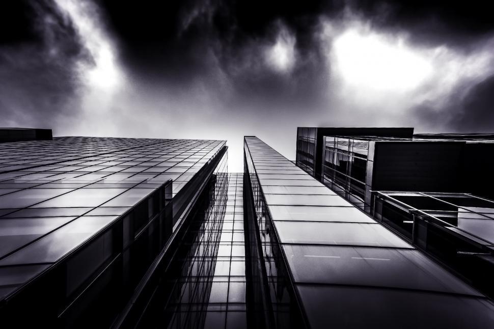 Free Image of Glass Facade From Below - Monochrome  