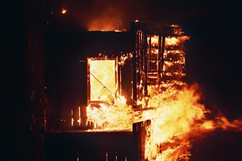 Free Image of Wooden House Burning  