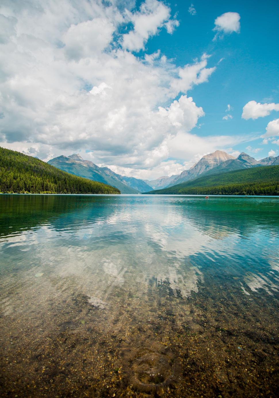 Free Image of Clear Water Lake with Clouds  