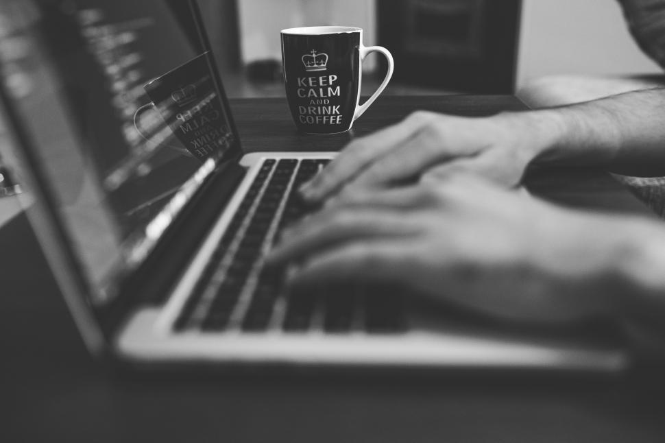 Free Image of Hands, Laptop and Coffee 