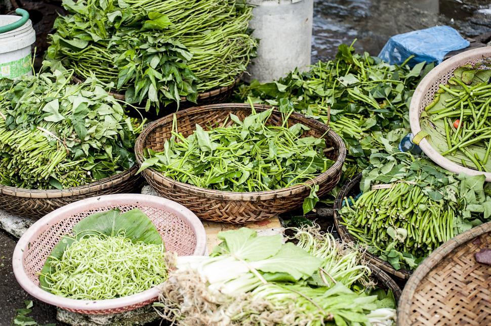 Free Image of Green Vegetables For Sale in Market  