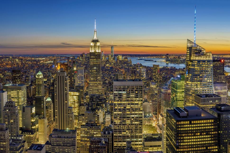 Free Image of New York Skyline with Night Lights 