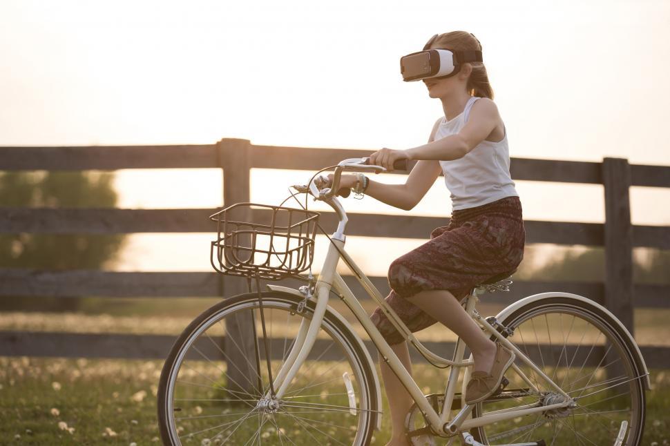 Free Image of Cycling with VR headset 