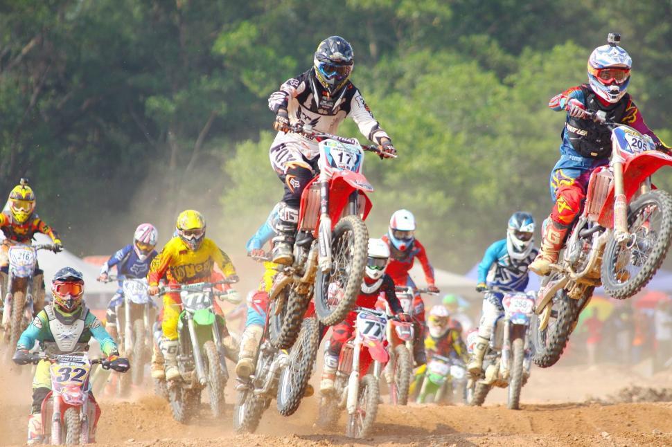 Free Image of Motocross race on dirt road  