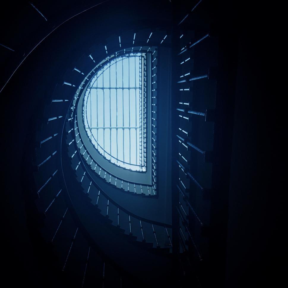 Free Image of Dark View of Staircase and Ceiling  