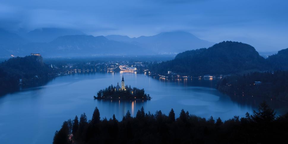 Free Image of Night View of Lake Bled 