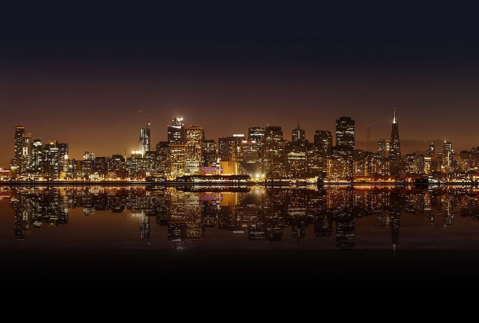 Free Image of Night view of Skyscrapers in San Francisco  