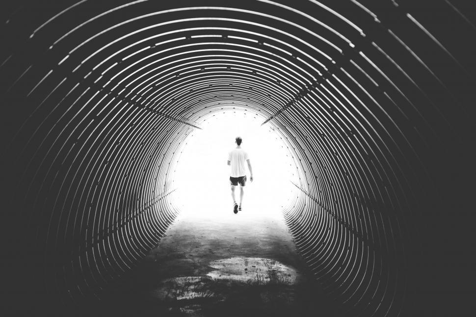 Free Image of Alone Man in Tunnel  