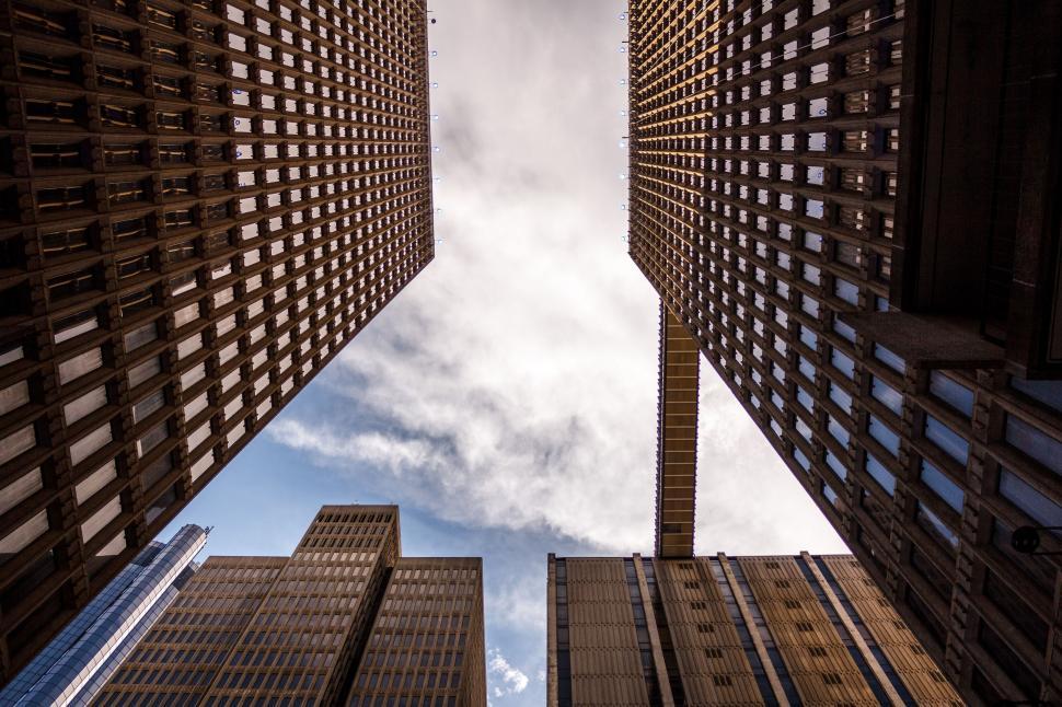 Free Image of Modern high-rise buildings from below  