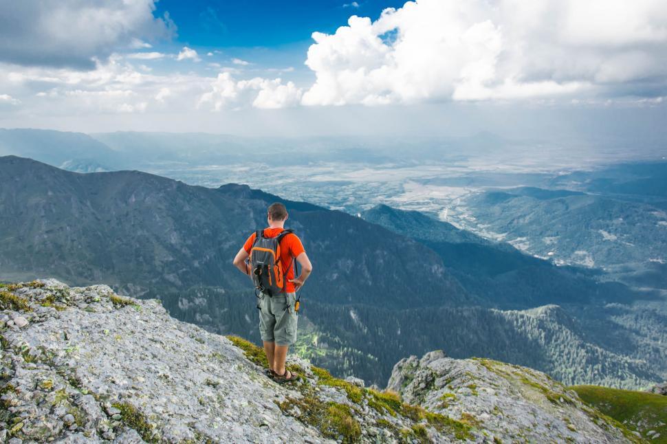 Free Image of Backpacker on Mountain  