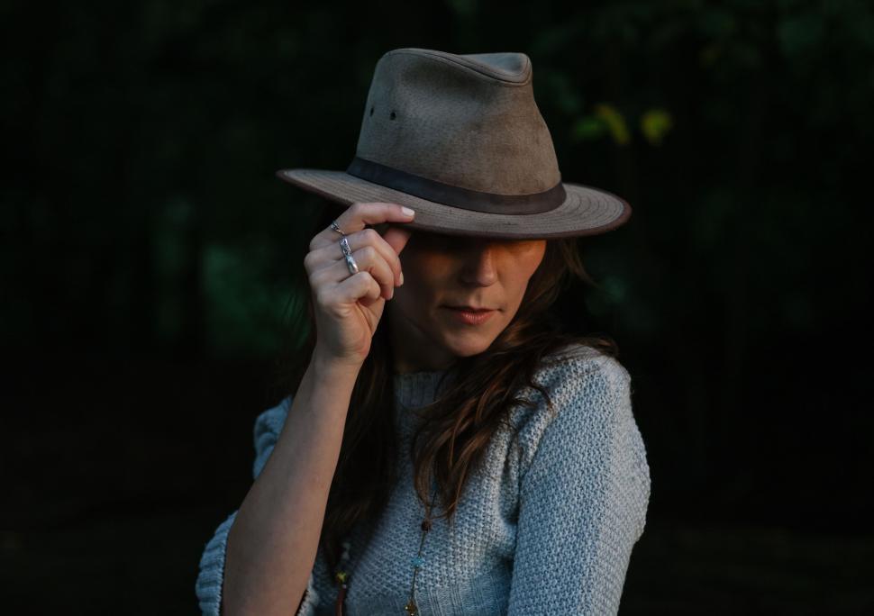 Free Image of Woman posing with hat  