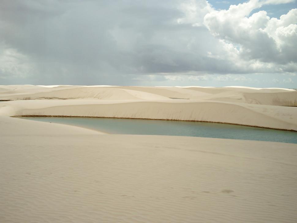 Free Image of Water Body Surrounded by Sand Dunes 