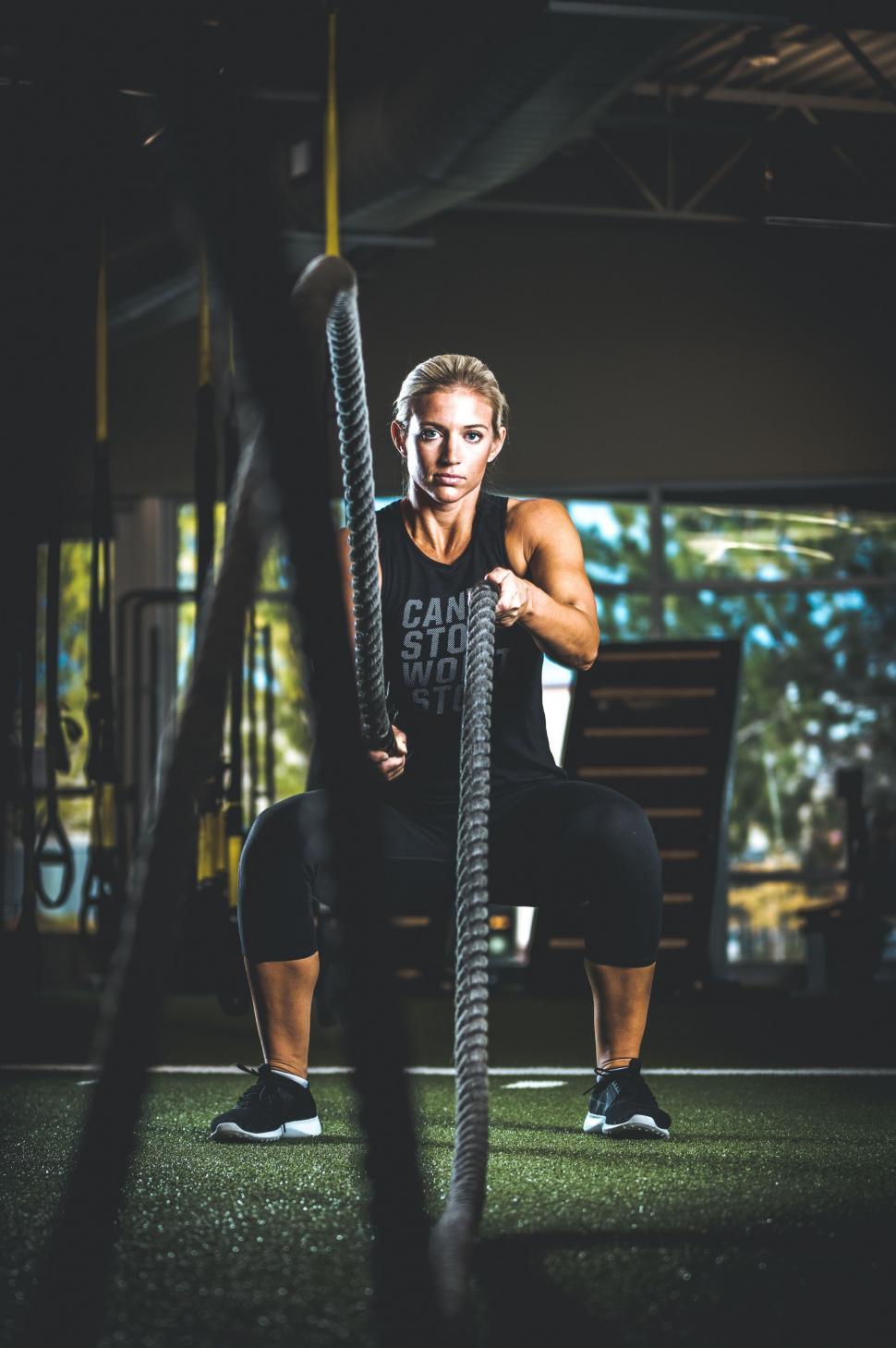 Free Image of Woman with rope in gym  