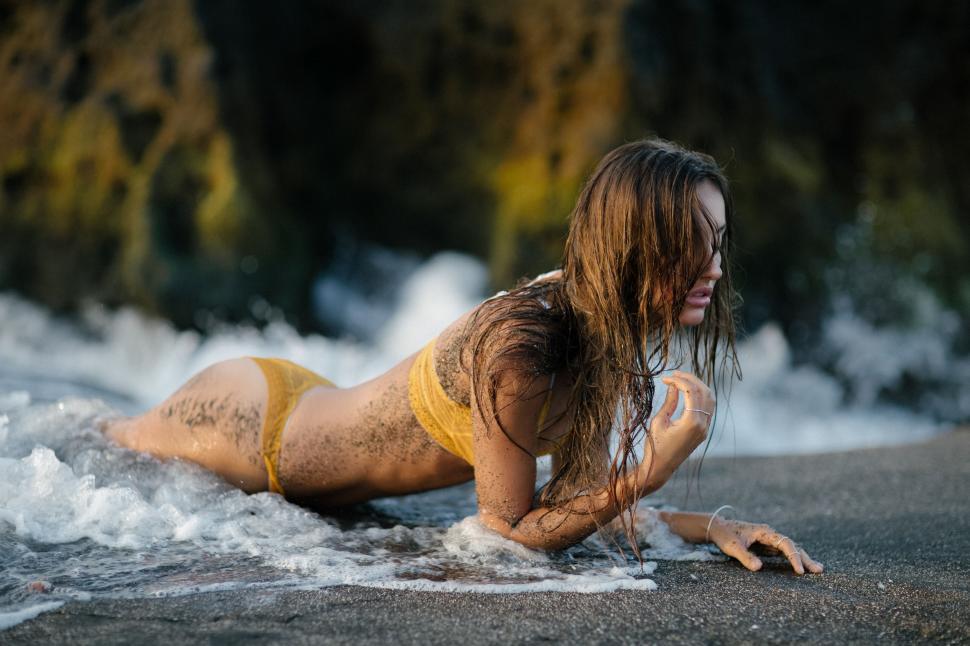 Free Image of Woman in Bikini at the beach  