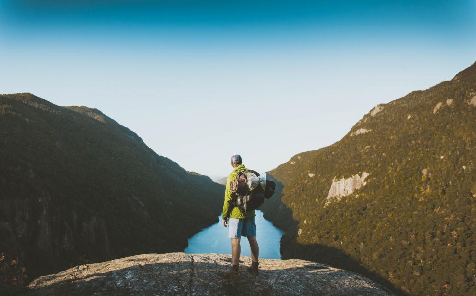 Free Image of Hiker on Mountain  