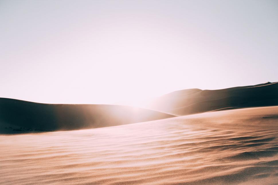 Free Image of Sun glare and sand dunes  
