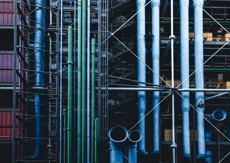 Free Image of Utility pipes -  Centre Georges Pompidou 