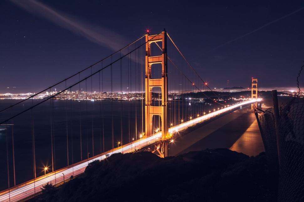 Download Free Stock Photo of Night View of Golden Gate Bridge 