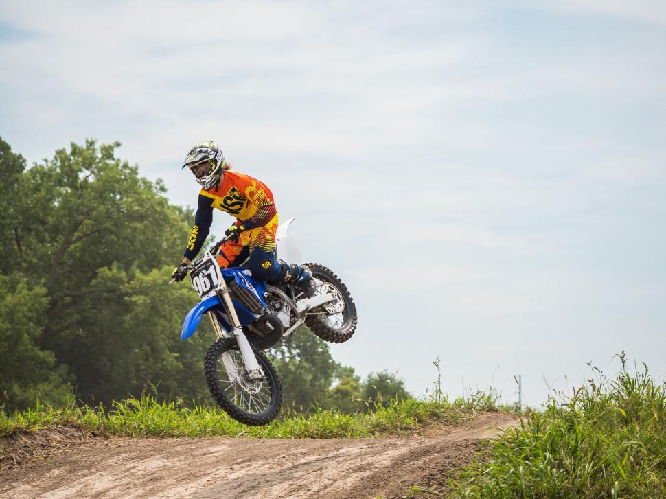 Free Image of Motocross rider with bike  