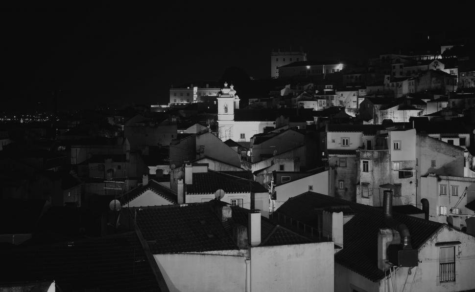 Free Image of City Houses at Night  