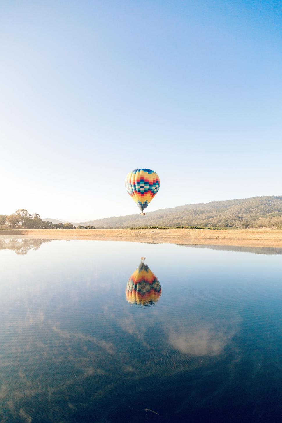 Free Image of Hot Air Balloon Over Lake  