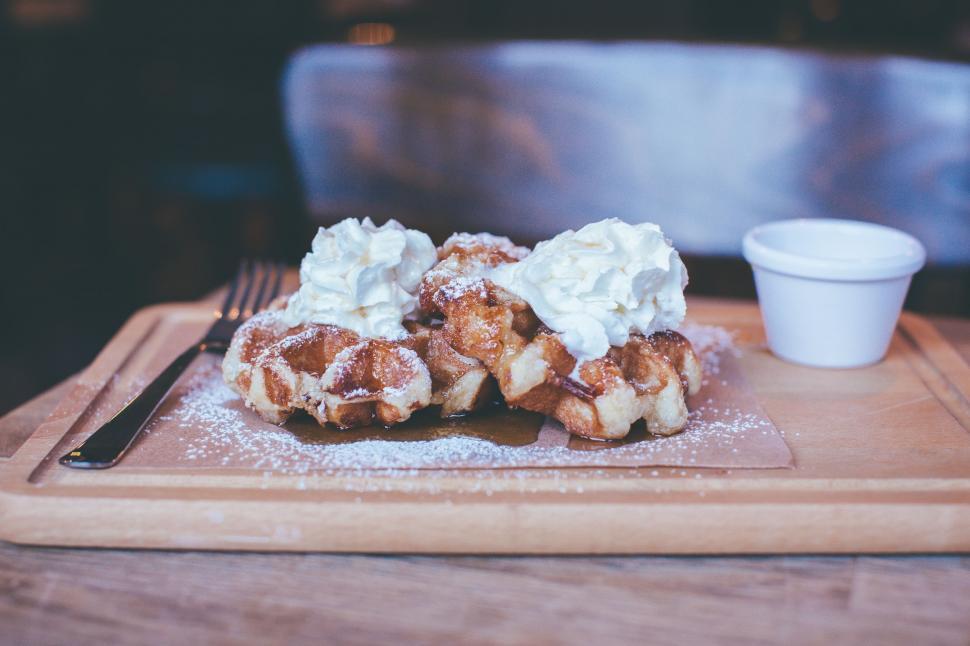 Free Image of Waffle on wooden board 