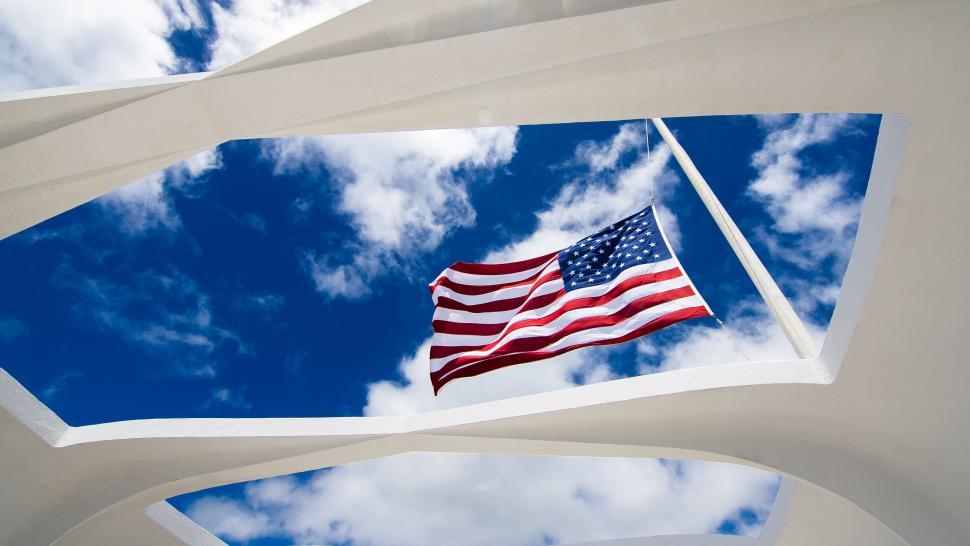 Free Image of American Flag and Blue Sky  