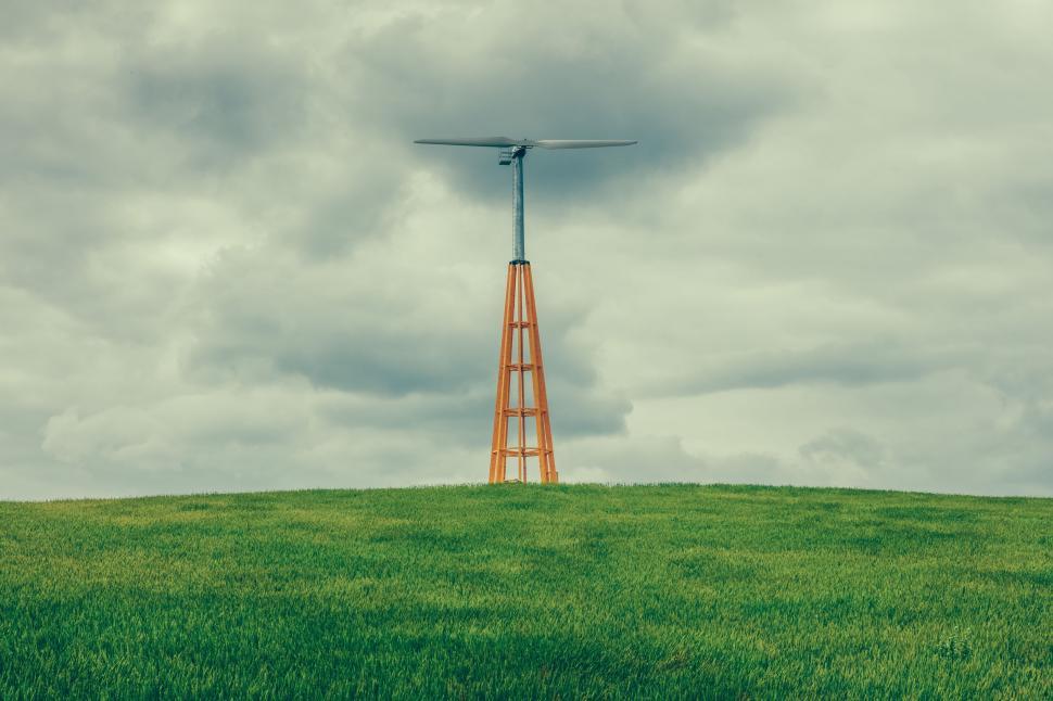 Free Image of Windmill and Green Grass  