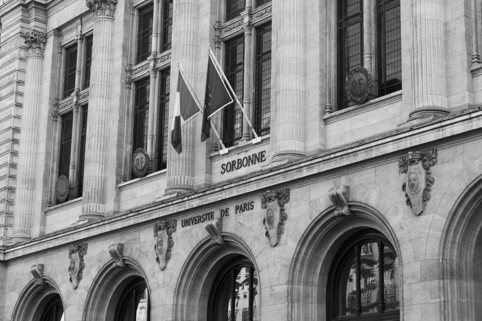 Free Image of Sorbonne university building in monochrome  