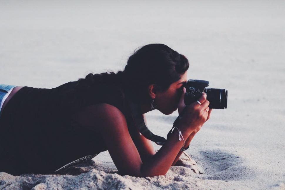 Download Free Stock Photo of Female Photographer with Camera  