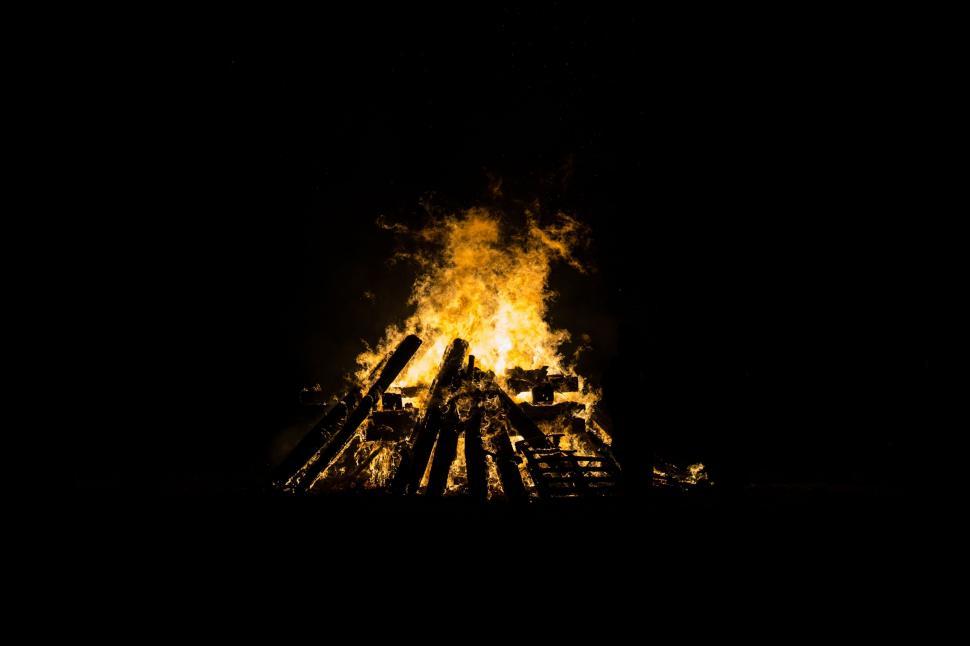 Free Image of Dark View of Burning Firewood  