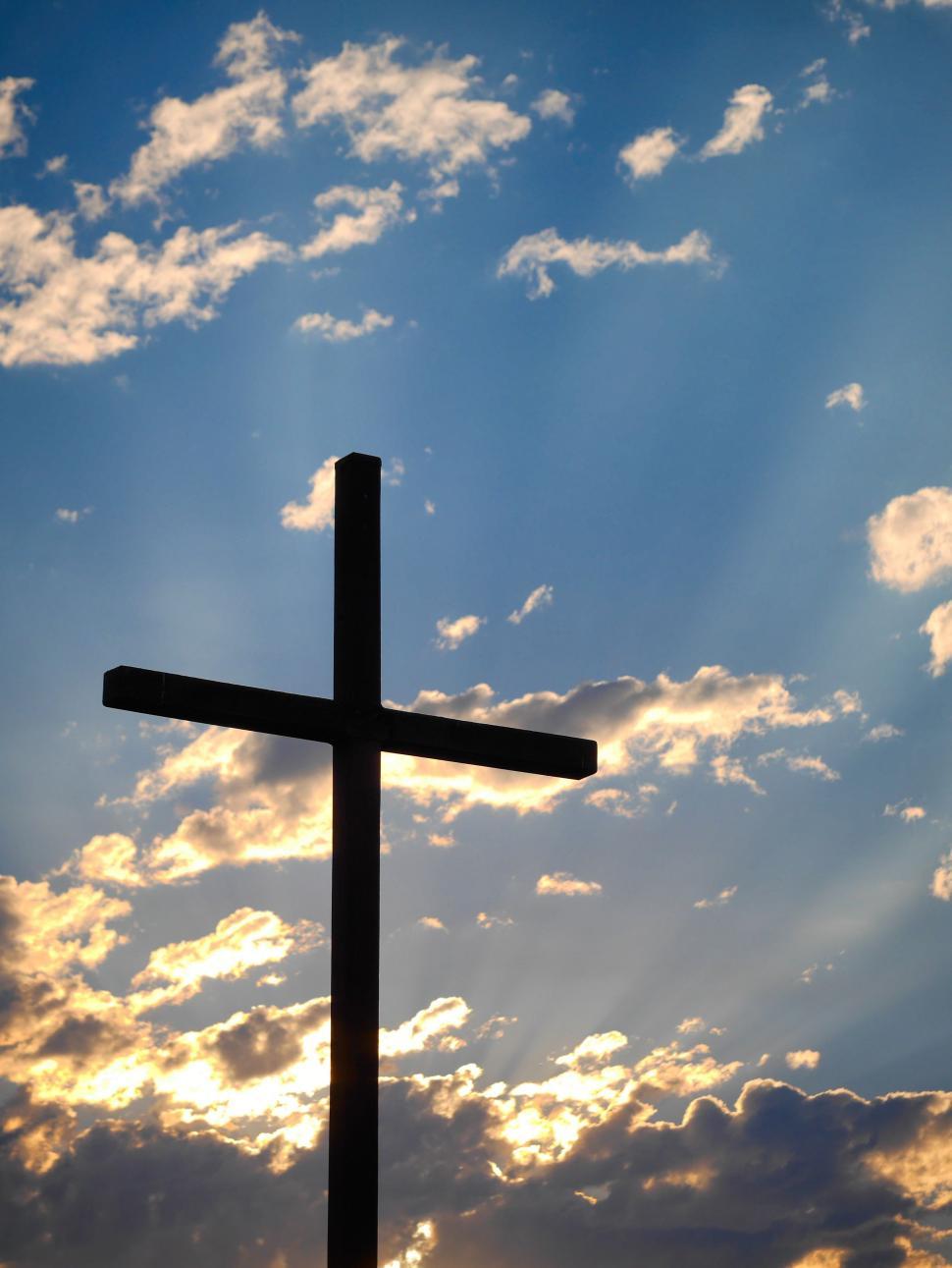 Free Image of Silhouette View of Wooden cross and Sky  