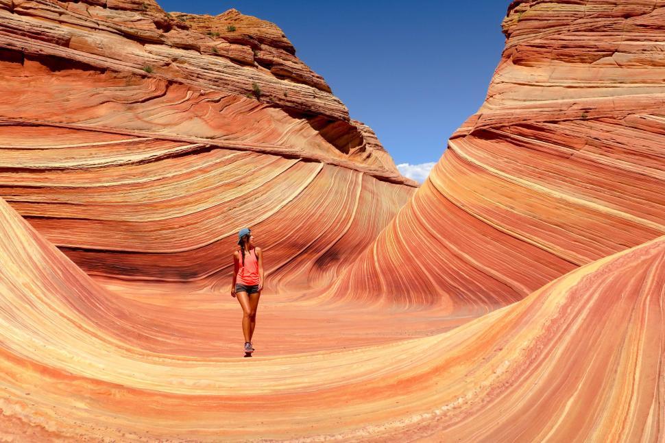 Free Image of Woman Walking at North Coyote Buttes,Vermillion Cliffs 