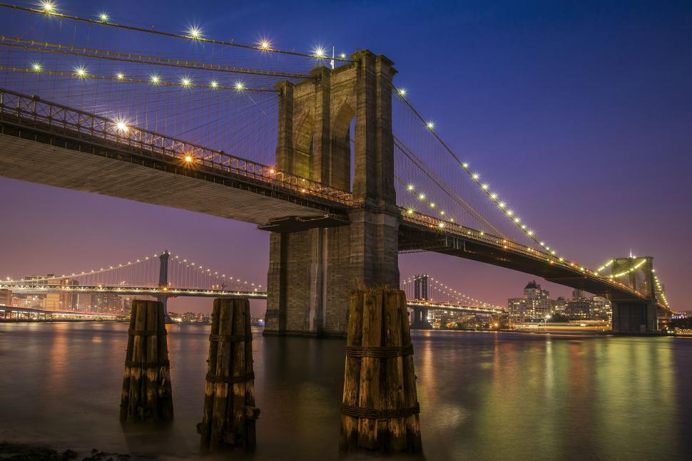 Free Image of Brooklyn Bridge at Night  