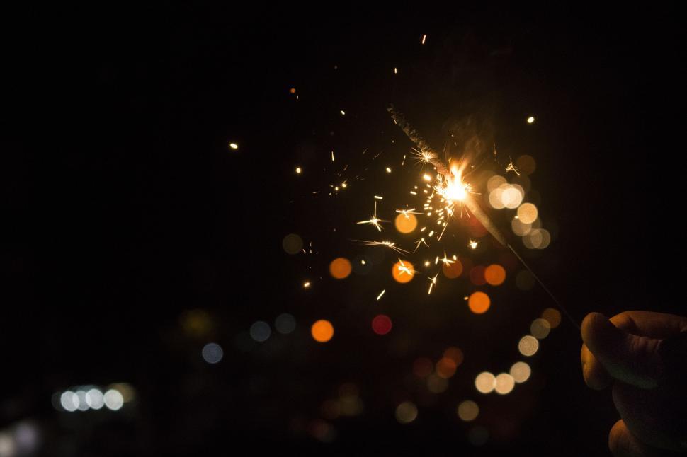 Free Image of Bokeh Lights and Sparkler  