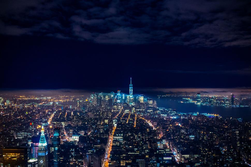 Free Image of Aerial View of New York City at Night 