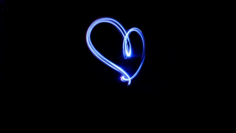 Download Free Stock Photo of Dark View of Blue Heart Light  