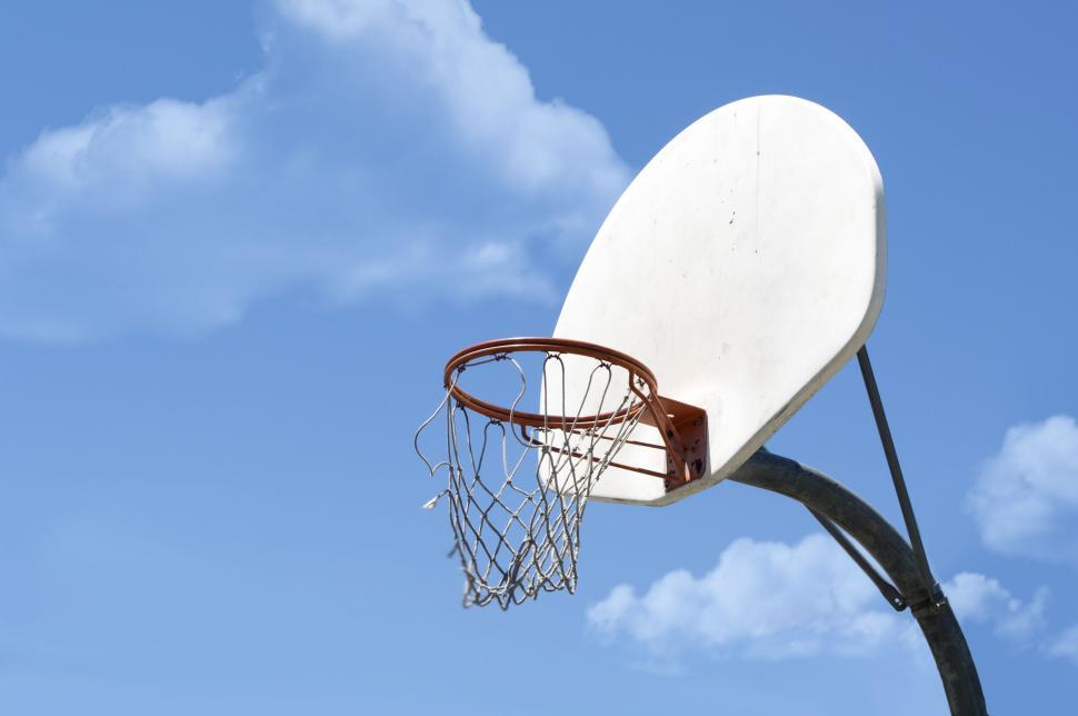 Free Image of Basketball hoop with blue sky  