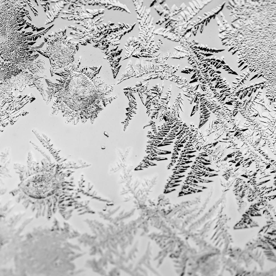Free Image of Black and white view of Ice crystals  