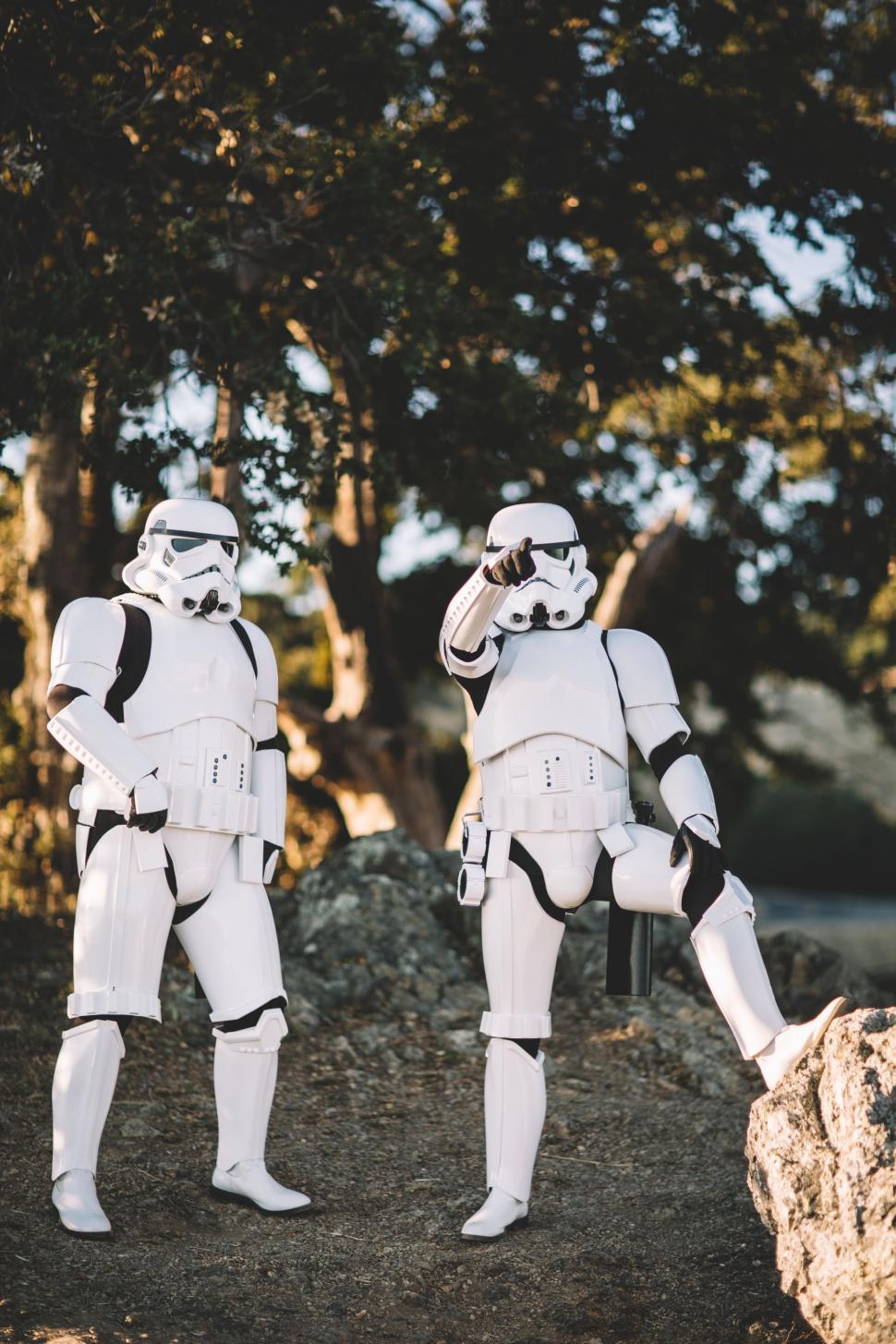 Free Image of Stormtroopers standing in the forest  